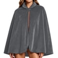 thumbnail image 2 of ZACPNCV Unisex Velvet Short Cape Cloak Soft Thermal Lapeled Single Button Velour Poncho Shawl Formal Outer Cape for Wedding, Party Gray, 2 of 7