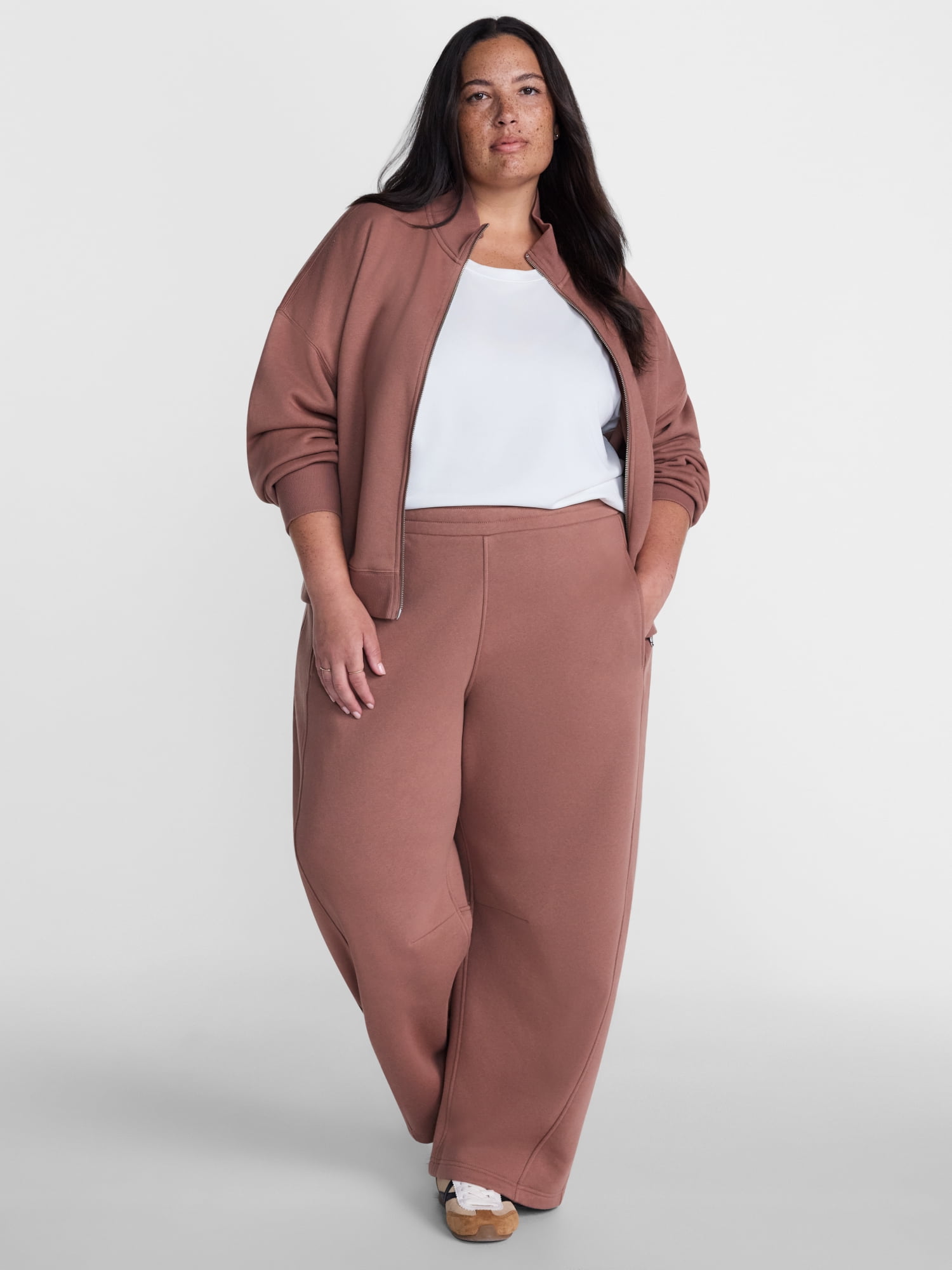 Athletic Works Women's Cropped Fleece Bomber Jacket with Long Sleeves, Sizes XS-4X