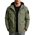 thumbnail image 2 of AnuYalue Mens Safari Jacket Full Zip Outdoor Cargo Jackets Casual Multi Pocket Hooded Coat Long Sleeve Fall Winter Outerwear, 2 of 6