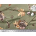 thumbnail image 3 of Soimoi Green Cotton Duck Fabric Leaves & Hedgehog Animal Print Fabric by the Yard 56 Inch Wide, 3 of 3