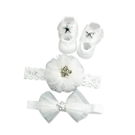 

kpoplk Kids Boys Girls Socks Bowknot Hairband Shoes 3pcs Set Neutral (A)