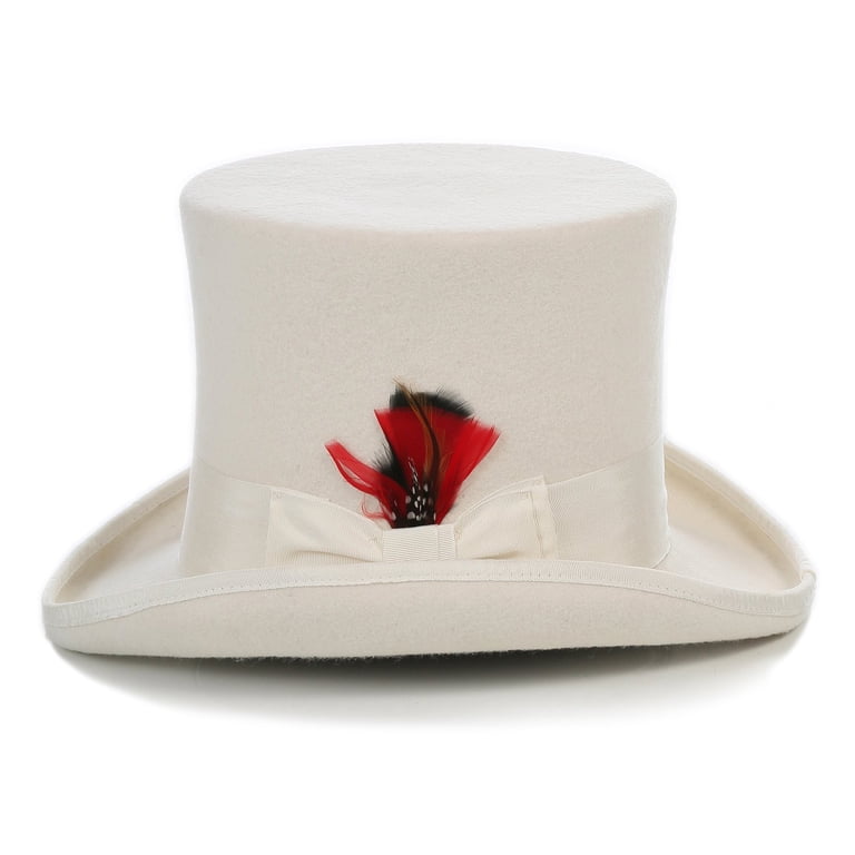 White Wide Brim Ribbon Felt Hat 6 7/8 55cm Wide 6 Inch Brim White Straw Sun Hat: Black Ribbon, UV  main image 3
