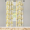 thumbnail image 3 of Ambesonne Kitchen Curtains, Tea Time Cups Flowers, Pair of 28"x84", Turquoise Yellow, 3 of 5