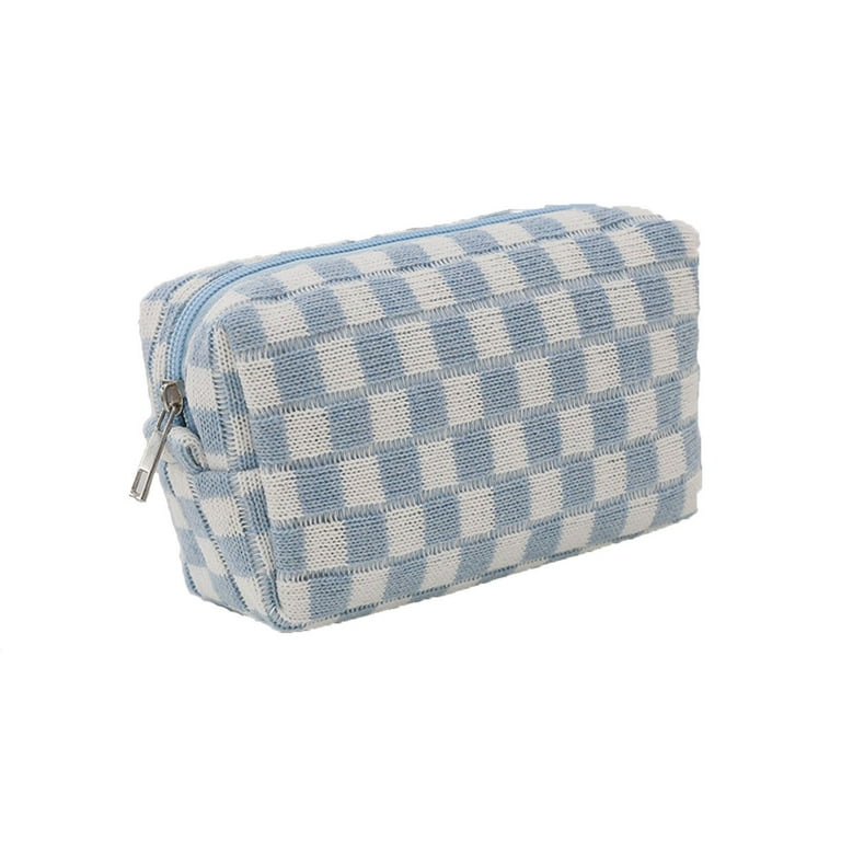 Qepwscx Makeup Bag Checkered Makeup Bag Travel Toiletry Bag Checkered Cosmetic Bag Portable Makeup Bags Pouch Travel Organizer Cases for Women Girls
