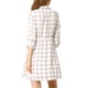 thumbnail image 3 of INSPIRE CHIC Vestido de Cuadros para Mujer con Cuello de Lazo y Mangas 3/4, Cintura Ajustable L Blanco, 3 of 8