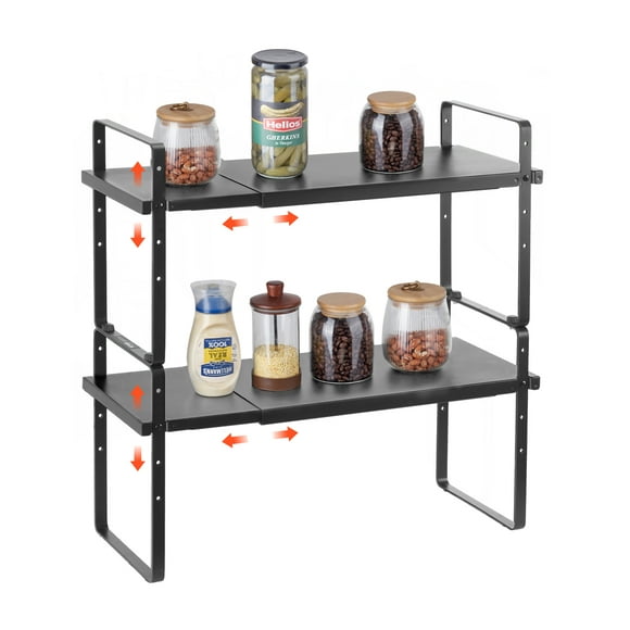 VEVOR 2 Tier Cabinet Organizer Shelf Counter Shelves Steel Kitchen Storage Spice Rack