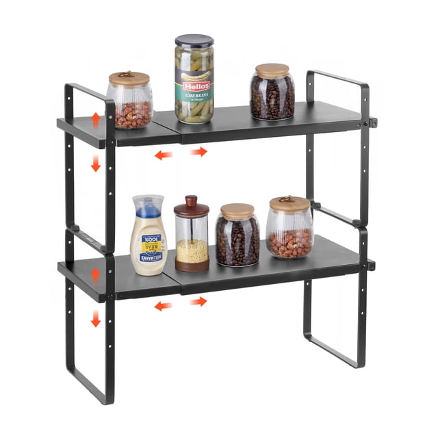 VEVOR 2 Tier Cabinet Organizer Shelf Counter Shelves Steel Kitchen Storage Spice Rack
