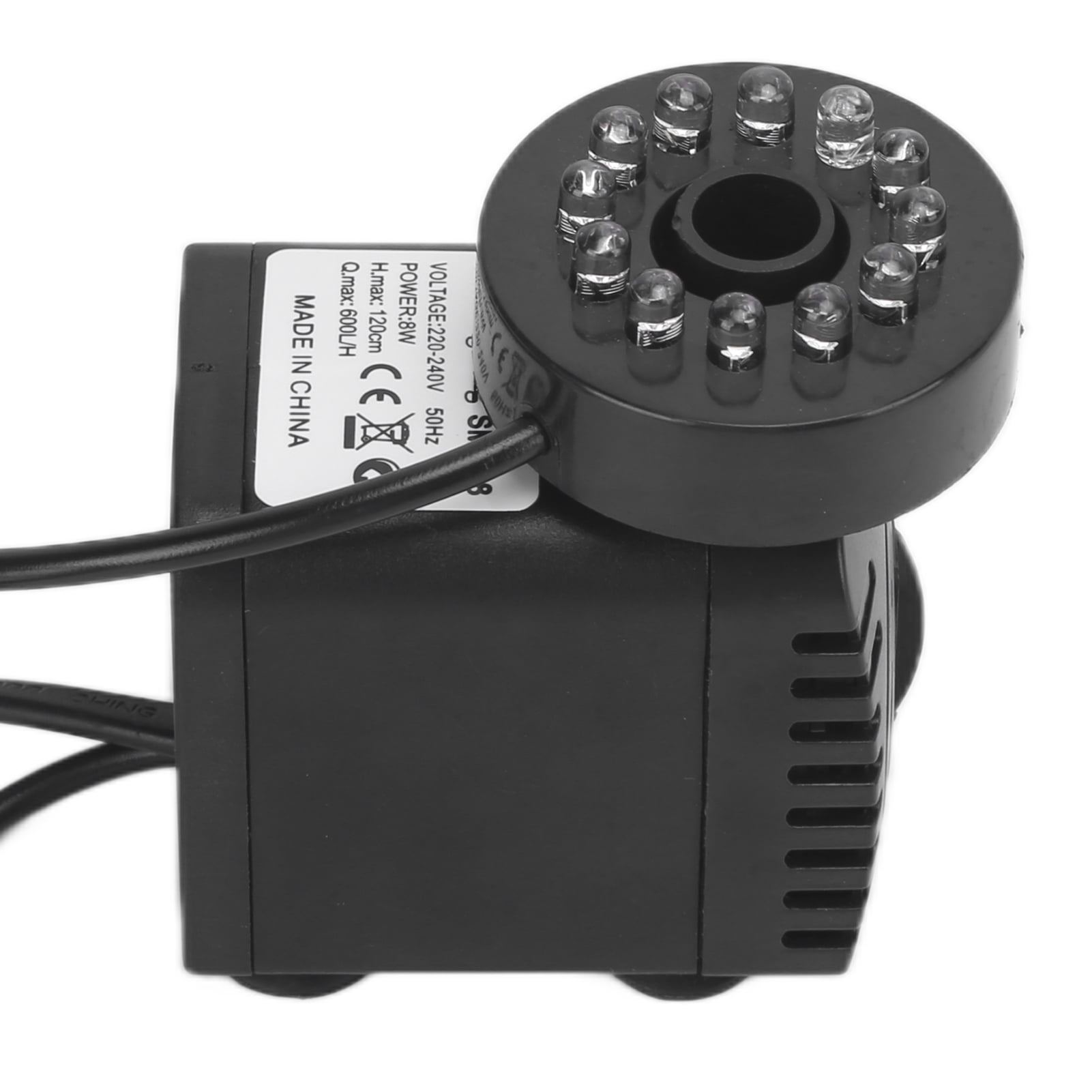 Yajisi Submersible Fountain Pump With LED Light Circulation Water Pump For Aquarium Fish Tanks Home Decoration UK Plug 220-240V Compact Quiet Flow Landscaping Water Feature