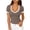 Brown, variant on Going Put Tops for Women Short Sleeve V Neck Low Cut Summer Color Block Soft Slim Fitted Ribbed Knit Crop T Shirts