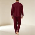 thumbnail image 6 of Iaqnaocc Pajama Set for Men Cozy Soft Casual Long Sleeve Top and Pants Two Piece Set Lightweight Sleepwear Wine XL, 6 of 6