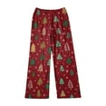 thumbnail image 4 of WTOBBY Women's Merry Christmas Print Pajama Bottoms, Soft Fleece-Lined Sleep Pants with Festive Snowflake and Tree Designs, Casual Home Wear for Winter,Deep Red XS, 4 of 5