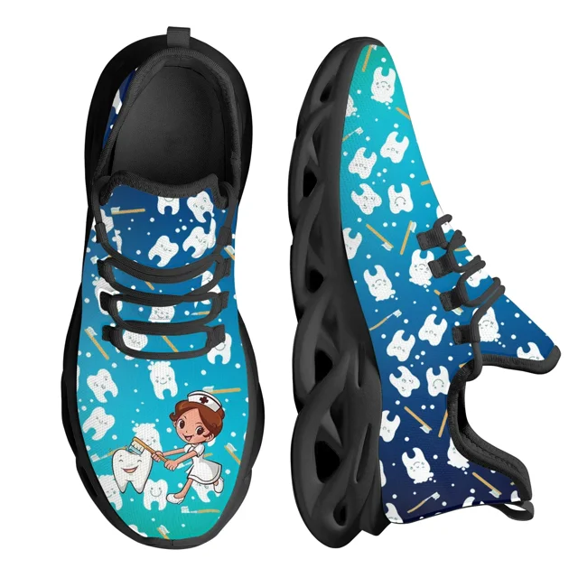 Zapatos casuales para mujer, zapatillas ligeras de malla con diseño de dientes y enfermera, tenis para mujer