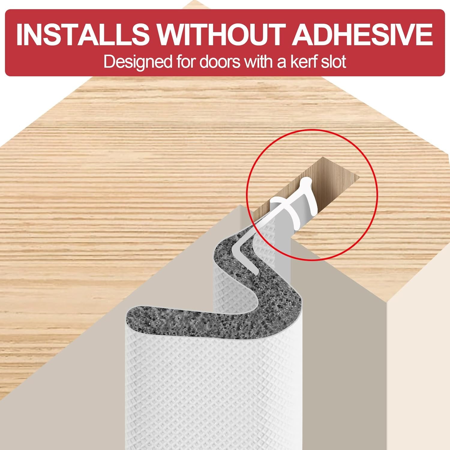 40FT Extra Long Kerf Weather Stripping Door Seal for Large Gaps and Easy Installation (White)