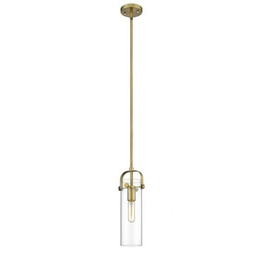 Innovations Lighting 423-1S-BB-4CL-LED Pilaster - 1 Light Mini Pendant In Restoration Style-14.5 Inches Tall and 5 Inches Wide Brushed Brass LED Brushed Brass Finish