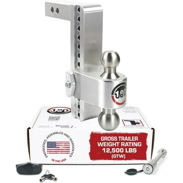 Weigh Safe Adjustable Trailer Hitch Ball Mount, 10" Adjustable Drop Hitch for 2" Receiver w/ 2 pc Keyed Alike Lock Set, Heavy Duty Aluminum Trailer Tow Hitch w/Stainless Steel Tow Balls, 12,500 GTW