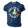thumbnail image 4 of IWRICH Dibs on the Redhead T Shirts for Men St. Patrick's Day Short Sleeve Crew Neck Tees Shamrock Slim Fit Tops Blue L, 4 of 4