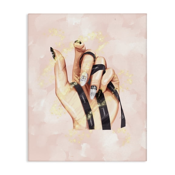 Stupell Industries Art Deco Glam Nail Polish Hand Fashion Style Stars Canvas Art, 16 x 20, by Ziwei Li