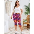 thumbnail image 3 of SHOWMALL Women's Plus Size High Waisted Capri Yoga Leggings with Pockets, Tummy Control Cropped Workout Pants for Gym & Running, Rosy Clouds, Size 2X, 3 of 9