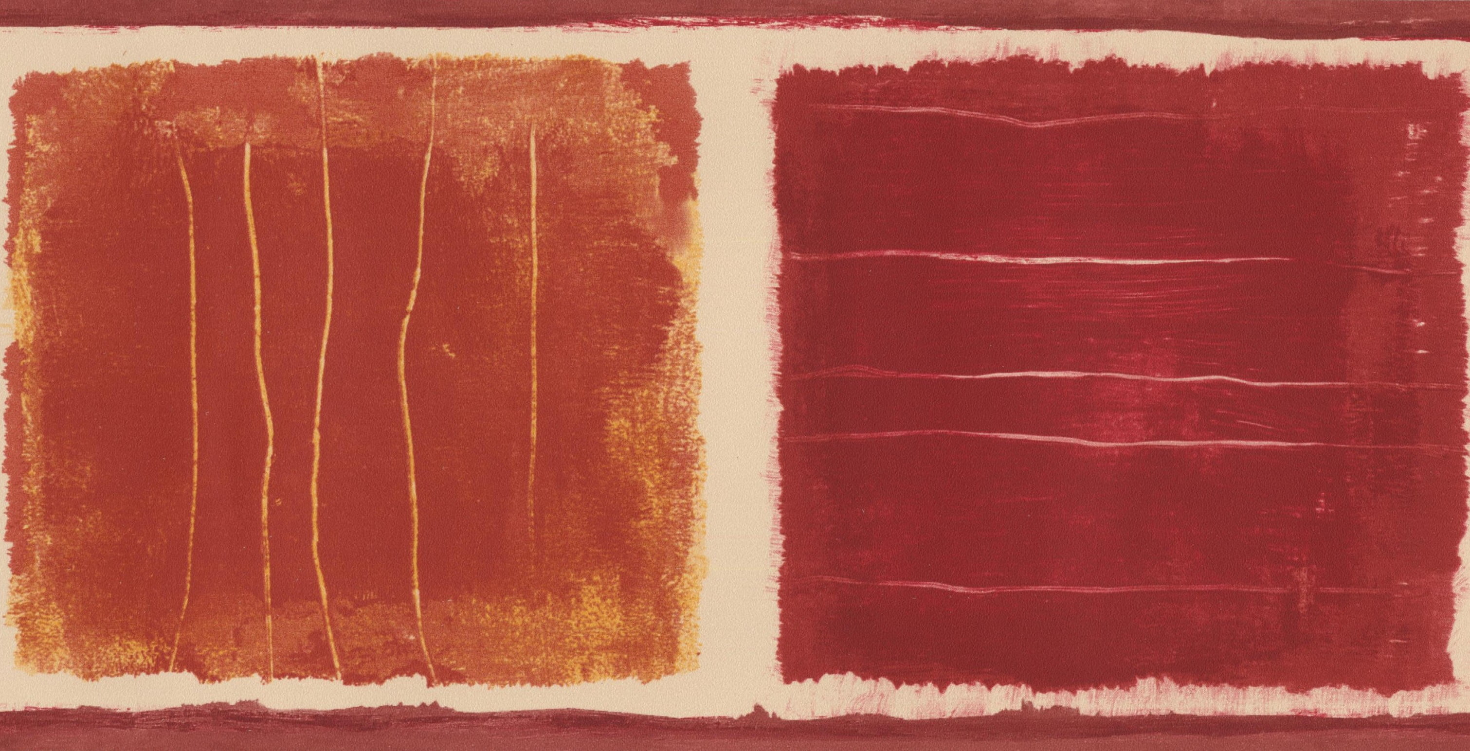 Yellow Red Abstract Wallpaper Border Painted Squares Design, Roll 15' x ...