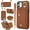Brown, variant on ShellTech Phone Case for iPhone 12/12 pro case with Strap Wallet for Women with Card Holder,Red