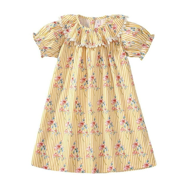 AJZIOJIRO Robe d'Été pour Filles Tout-Petits Robe de Dessin Animé Jupe de Princesse Tutu de Danse 2-7 Ans
