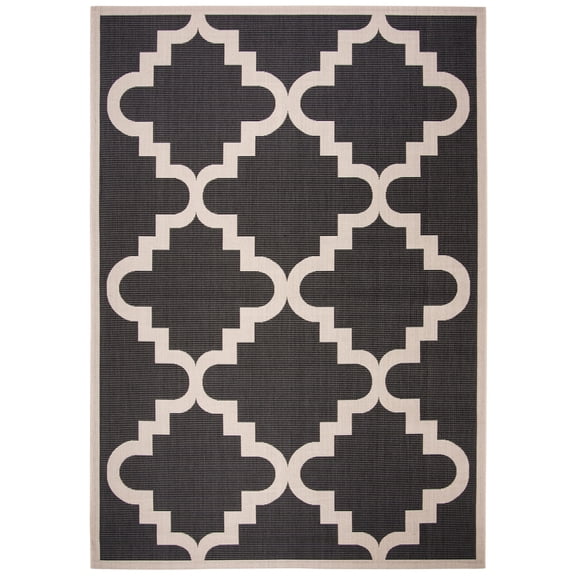SAFAVIEH Courtyard Jaylee Geometric Indoor/Outdoor Area Rug, Black/Beige, 8' x 11'2"
