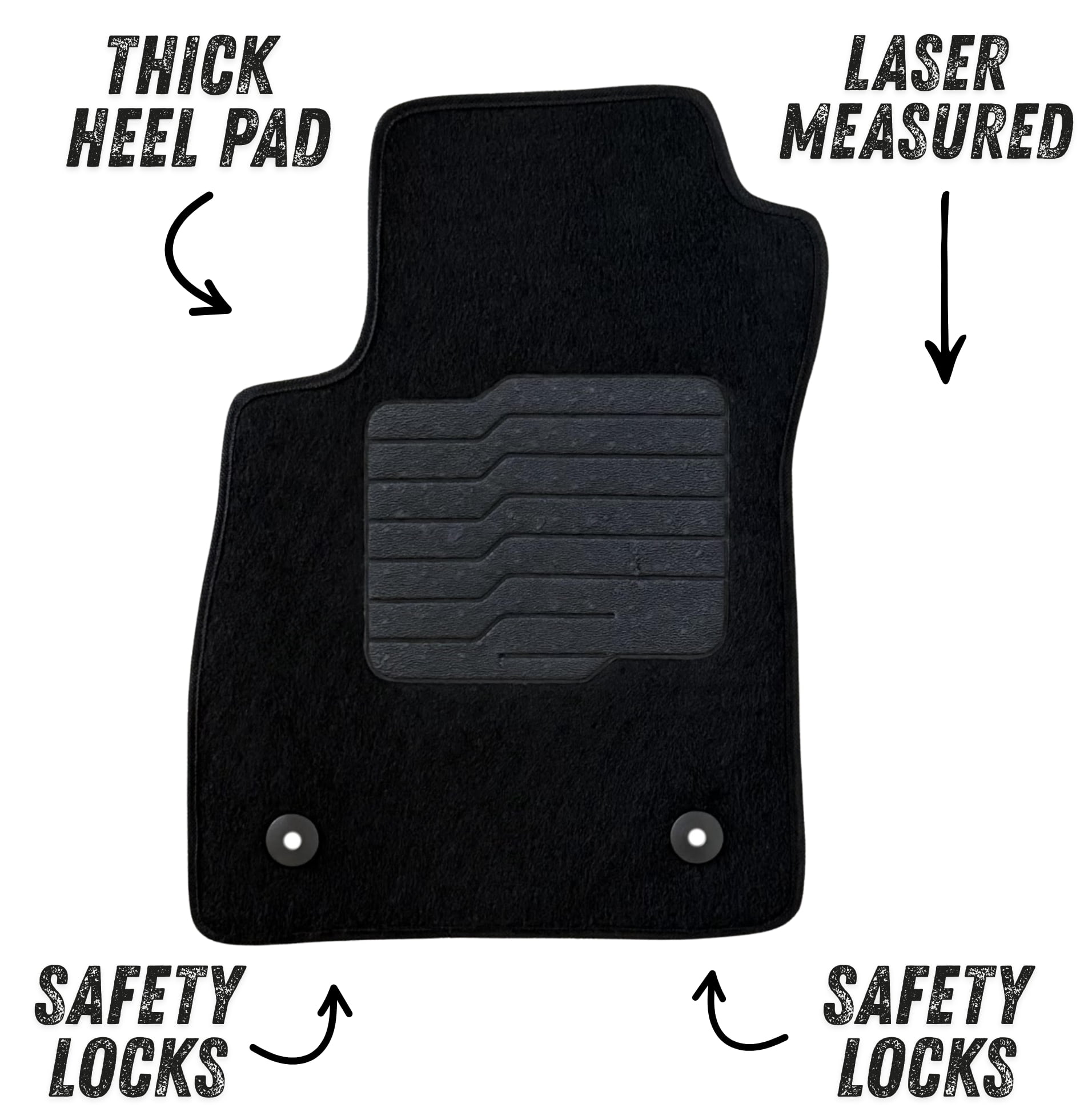 Carpet Floor Mats for 2014 to 2023 Chevrolet Trax / 2013 to 2023 Buick Encore (Not Fit for GX Models) with Non-Slip Heel Pad and Safety Locks, Front and Rear