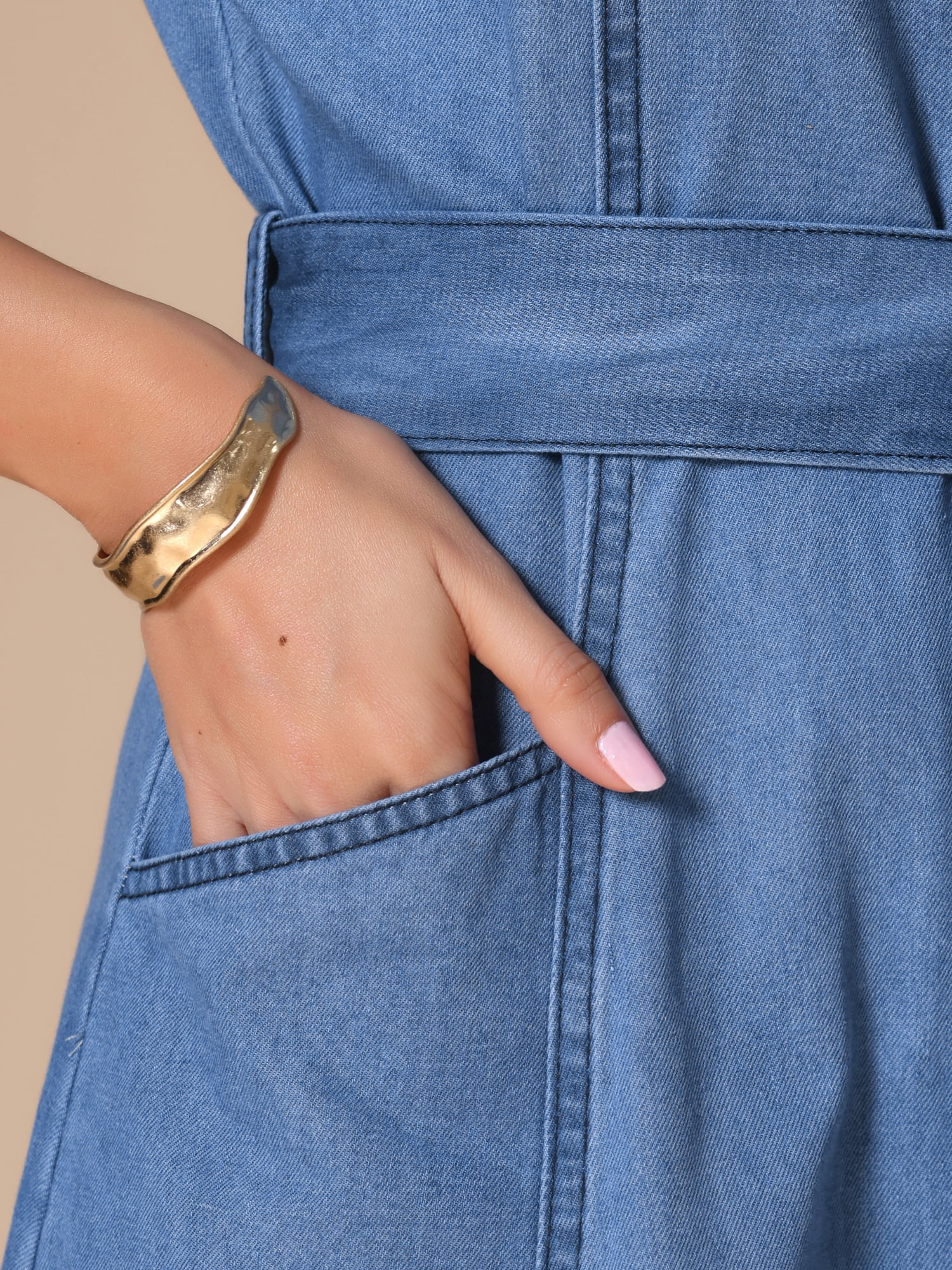 DARING DIVA Denim Shirt Button Down Short Sleeves  Dress XS Light Blue