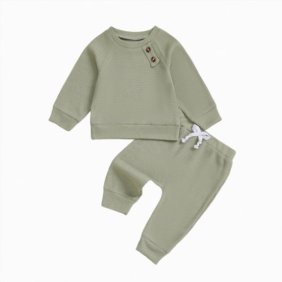 NOLDARES Toddler Baby Boy Clothes Fall Winter Outfits 2 Piece Set Print Sweatshirt Tops Joggers Pants Casual Clothing(Light Green,6-12 M)