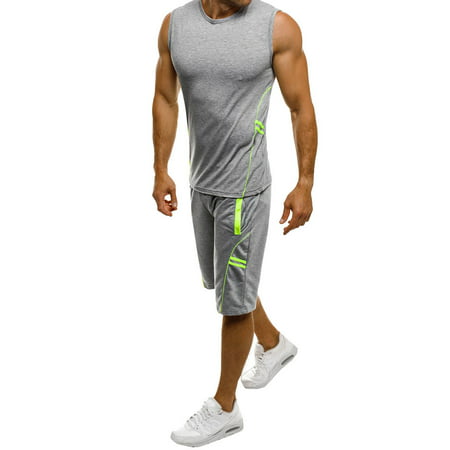 2019 hot sales Men's Casual Slim Sleeveless Tank Top T-Shirt Shorts Pants Suit Top