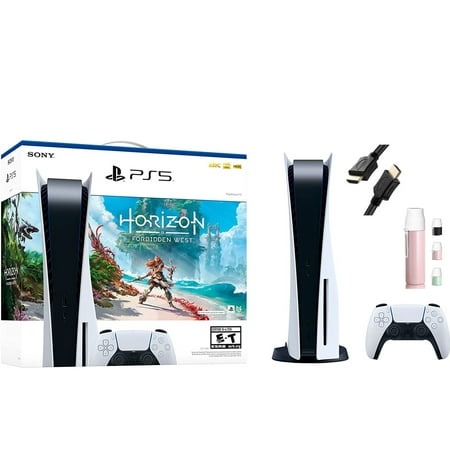 Playstation 5 Sony PS5 Disc Version Gaming Console Horizon Forbidden West Bundle - 16GB GDDR6 Memory, 825GB SSD, 4K Blu-ray player, WiFi 6, BT 5.1, Ethernet,4K and HDR,Tempest 3D AudioTech,HDMI cable