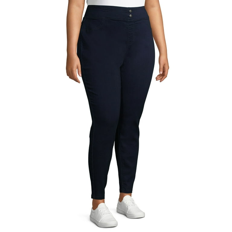 Women's Plus Size Cotton Blend Stretchy Jeggings With 5 Pockets (XL,  Black/Grey/Navy) at  Women's Clothing store