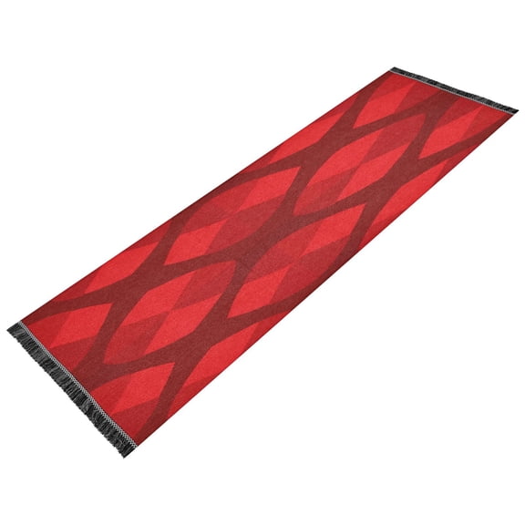 Vintage Modern Runner Rug,Non Slip Machine Washable 72"x23.5" Polyester Material Pet-Friendly Durable,Applicable to Entryway Rug Living Room Rug Geometric Red