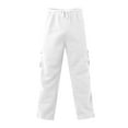 thumbnail image 4 of Cargo Sweatpants for Men Heavyweight Fleece Open Bottom Straight Leg Sweatpant Pockets Plus Size Big and Tall Joggers White L, 4 of 6