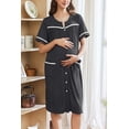 thumbnail image 3 of Ekouaer Nightgowns for Women Hospital Gown with Pockets Button Down Sleep Shirt Short Sleeve Sleepwear Pajama Loungewear, 3 of 5