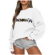 thumbnail image 1 of ICHUANYI Clearance Halloween Women's And Winter New Long Sleeve Loose Large Size Casual Sweatshirt Women Hoodless Sweatshirt(White, XL) ICHUANYI WER2023081512394, 1 of 4