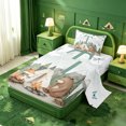 thumbnail image 2 of meiyoeat Green Monogram T Twin Sheets For Boys,Happy Camping Outdoor Adventure Bedding,3 Pieces,1 Fitted Sheet and 1 Pillowcase, 2 of 6
