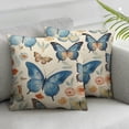 thumbnail image 2 of COMIO  Colorful Butterfly Throw Pillow Cover Blue Yellow and Brown Flying Butterflies Fabric for Couch Bed Sofa Car Waist Cushion Cover Pillow Case 2Pcs, 2 of 6