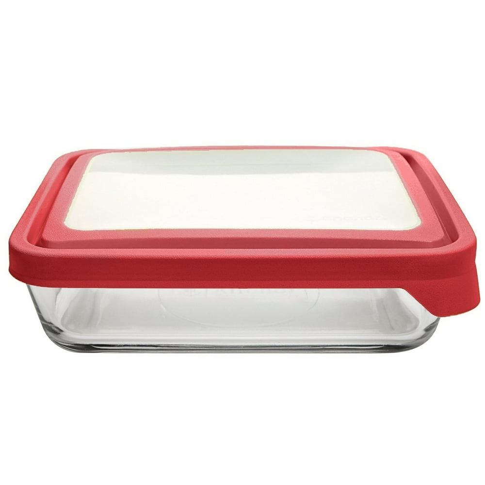 TrueSeal Rectangle Food Storage Container 6Cup, Cherry Lid