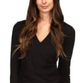thumbnail image 2 of MICHAEL MICHAEL KORS Womens Black Stretch Textured Ruched Pullover Style Long Sleeve Surplice Neckline Evening Faux Wrap Top M, 2 of 3