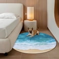 thumbnail image 2 of Round Rugs 5Ft, Aqua Beach Coastal Round Area Rug Washable Indoor Throw Carpet, Nautical Summer Seaside Ocean Soft Non Slip Circle Rug for Cabinet Bathroom Home Decor Aesthetic, 2 of 8