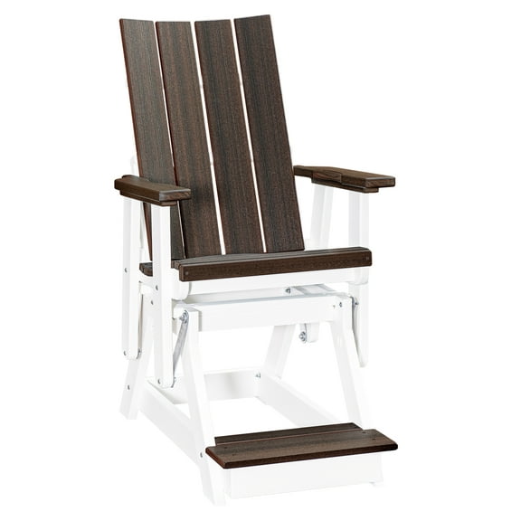 American Furniture Classics Model 416BZWT Brandon Balcony Height Glider in Brazilian Walnut on a White Base
