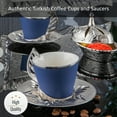 thumbnail image 3 of Elegant Turkish Coffee Cup Set, 18-Piece Colorful Coffee Cups with Leaf Design Handles and Silver Saucers, 2.36 Oz, 3 of 5