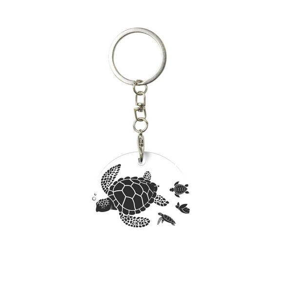 Naloa Family Of Sea Turtles Print Round Keychain Keychain Key Ring, Key Tag, Key Chain Bulk for Gift Accessories (Round)