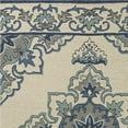 thumbnail image 2 of 3'x5' Ivory Blue Hand Hooked Floral Medallion Indoor Outdoor Area Rug, 2 of 5