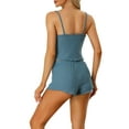 thumbnail image 3 of INSPIRE CHIC Women's Pajama Sets Knit Cami Tops with Shorts 2 Pcs Lounge Sleepwear S Gray Blue, 3 of 6