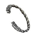 thumbnail image 5 of Brazalete vikingo de alambre trenzado con temática de dragón de acero inoxidable para hombre Brazalete de cabeza de dragón Brazalete trenzado (Plata), 5 of 5