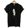 thumbnail image 3 of AOOCHASLIY Womens Tee Clearance Short Sleeve T-Shirt Feather Print Casual Top Tee Blouse, 3 of 4