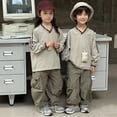 thumbnail image 2 of Ticikt Boys Cargo Pants, Summer Breathable Lightweight Kids Long Trousers, Elastic Waist Casual Joggers with Pockets for Little/Big Boys,Color:Grey, 2 of 5