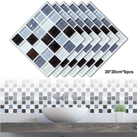 6 Pcs Self-Adhesive Square Peel and Stick Non-Slip Waterproof Removable PVC Bathroom Kitchen Home Decor Floor Wall Stair Tile Sticker 